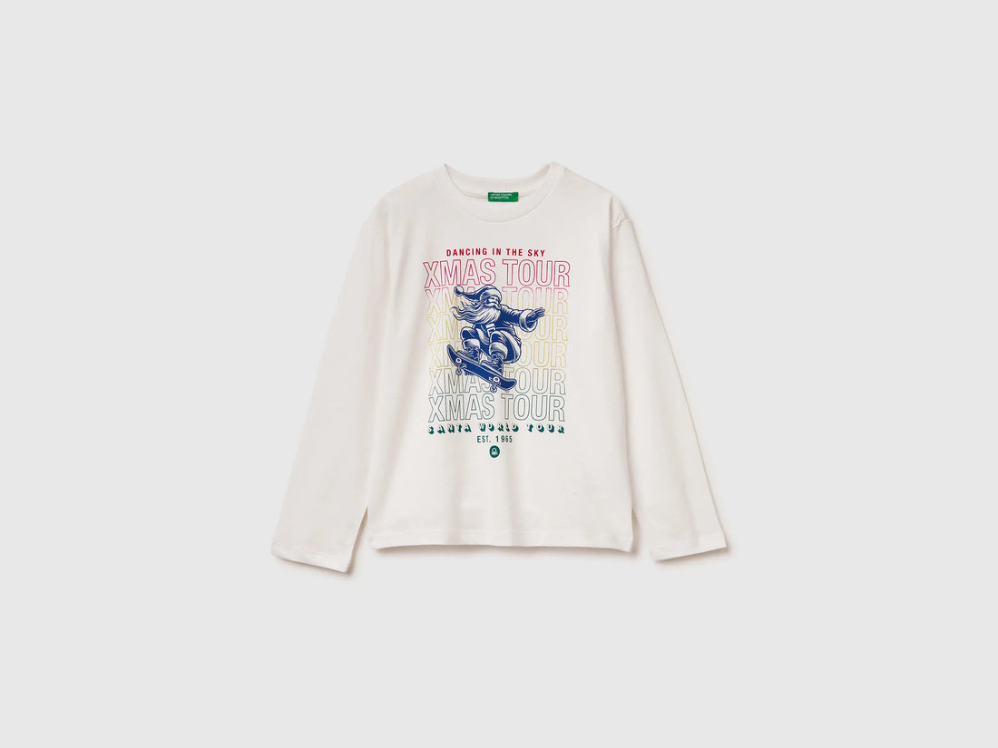 Benetton_Creamy White_T-Shirt in Warm Cotton with Print_3ATNC10R8_074_01