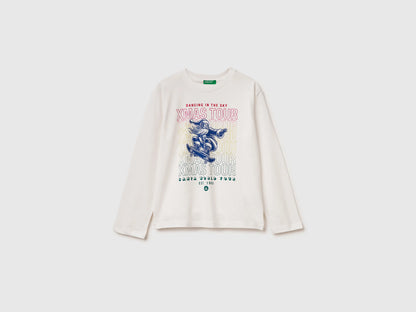 Benetton_Creamy White_T-Shirt in Warm Cotton with Print_3ATNC10R8_074_01