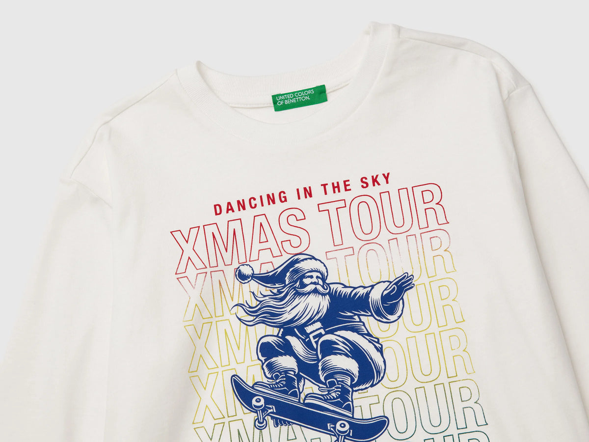 Benetton_Creamy White_T-Shirt in Warm Cotton with Print_3ATNC10R8_074_03
