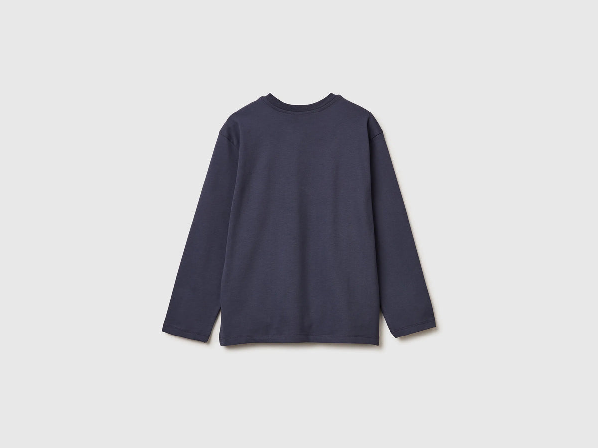 Benetton_Air Force Blue_T-Shirt in Warm Cotton with Print_3ATNC10R8_0J8_02