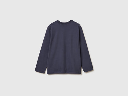 Benetton_Air Force Blue_T-Shirt in Warm Cotton with Print_3ATNC10R8_0J8_02