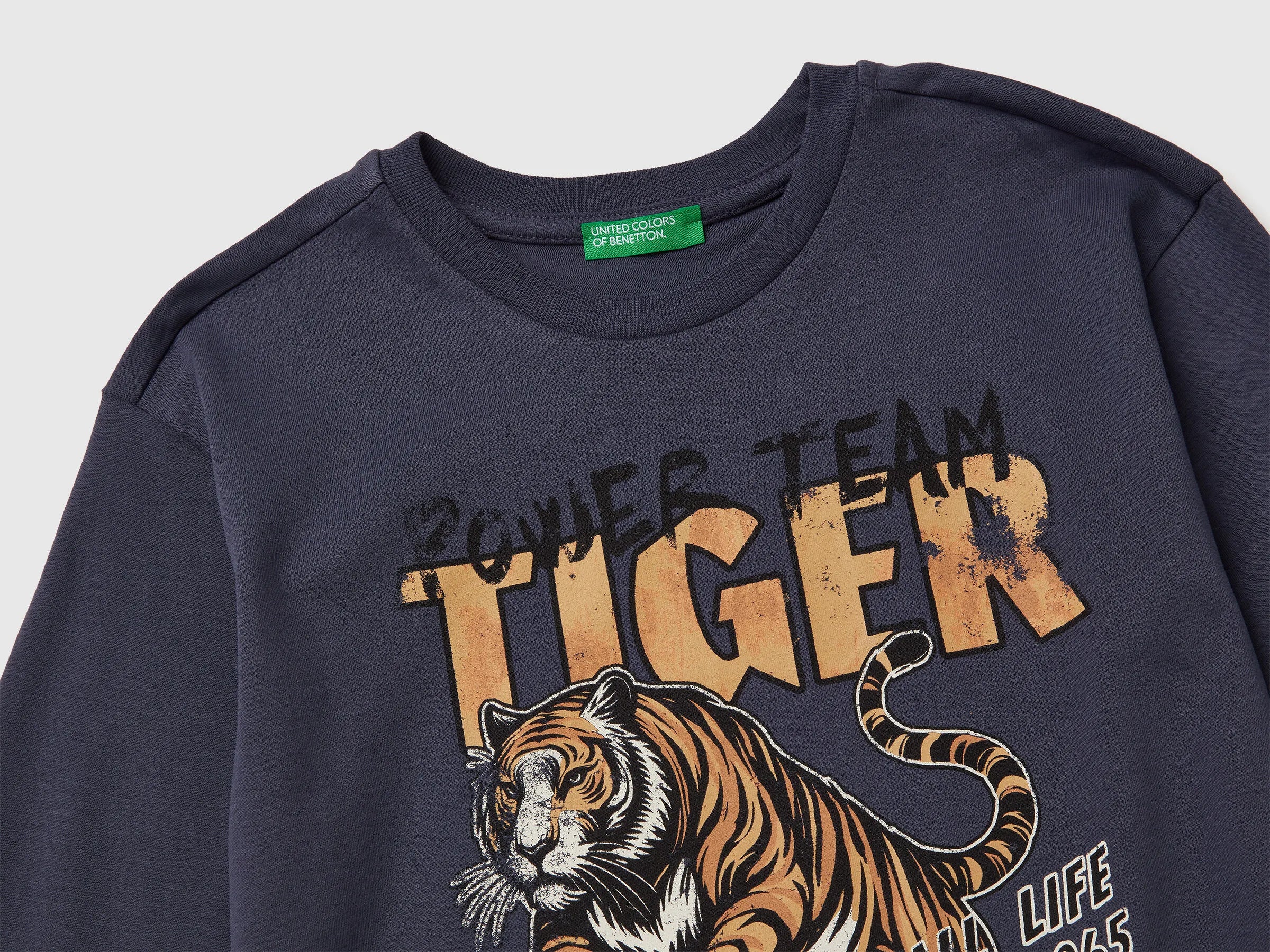 Benetton_Air Force Blue_T-Shirt in Warm Cotton with Print_3ATNC10R8_0J8_03