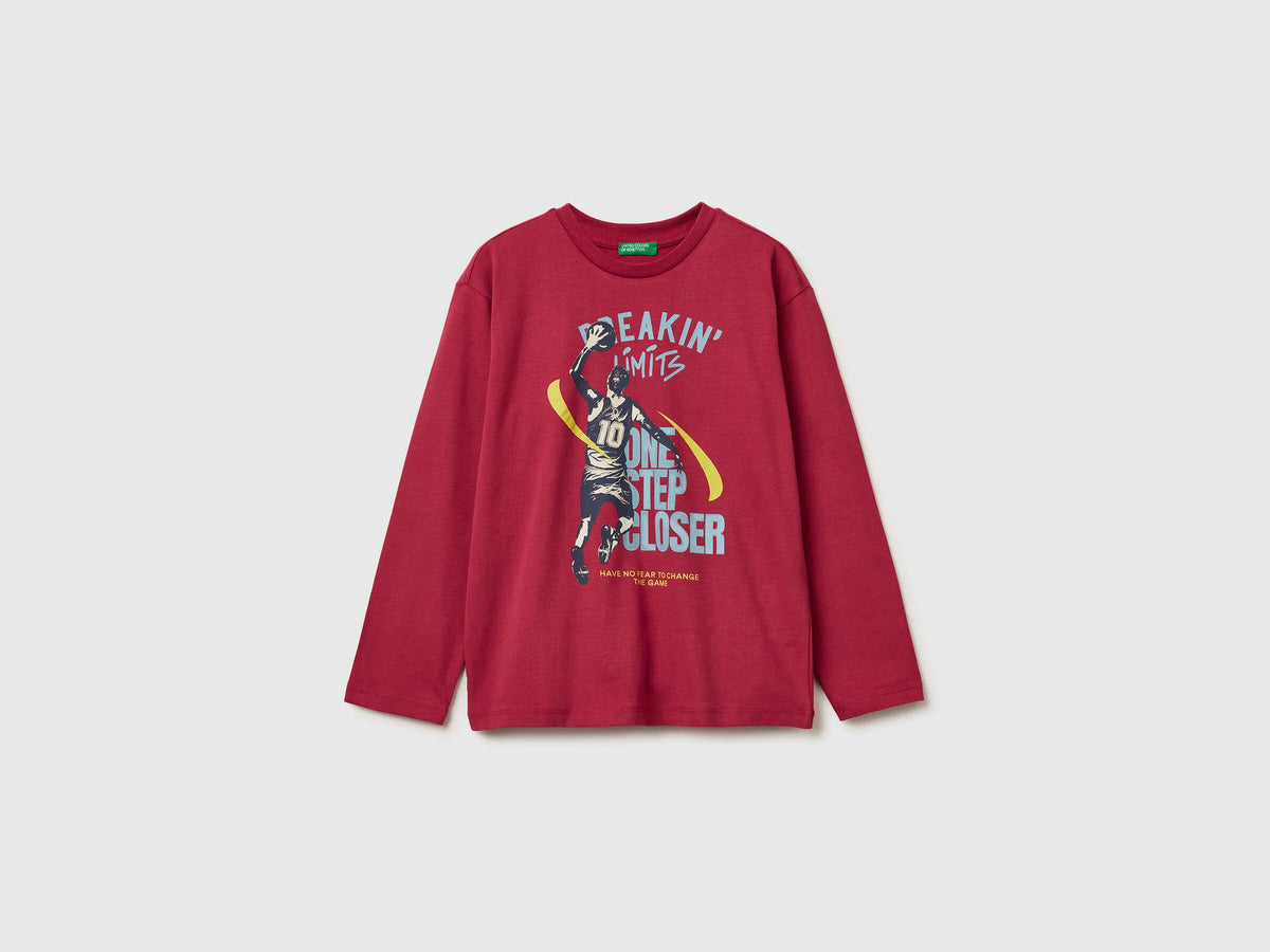 Benetton_Coral_T-Shirt in Warm Cotton with Print_3ATNC10R8_39J_01