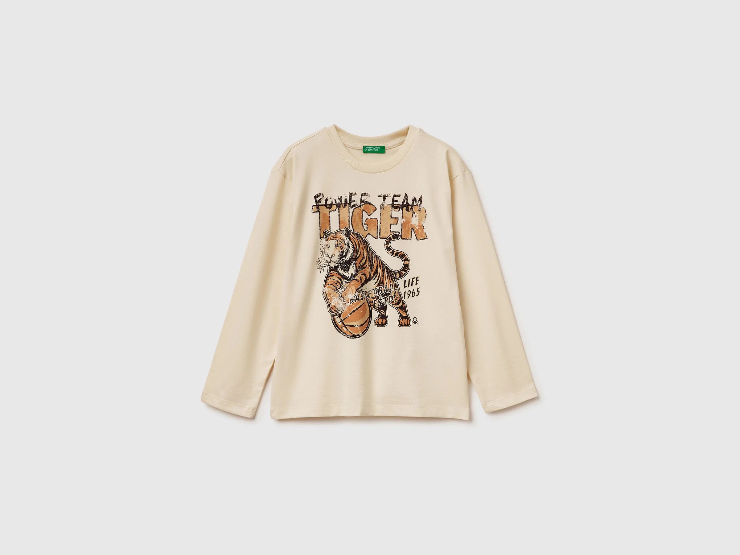 Benetton_Creamy White_T-Shirt in Warm Cotton with Print_3ATNC10R8_3C9_01
