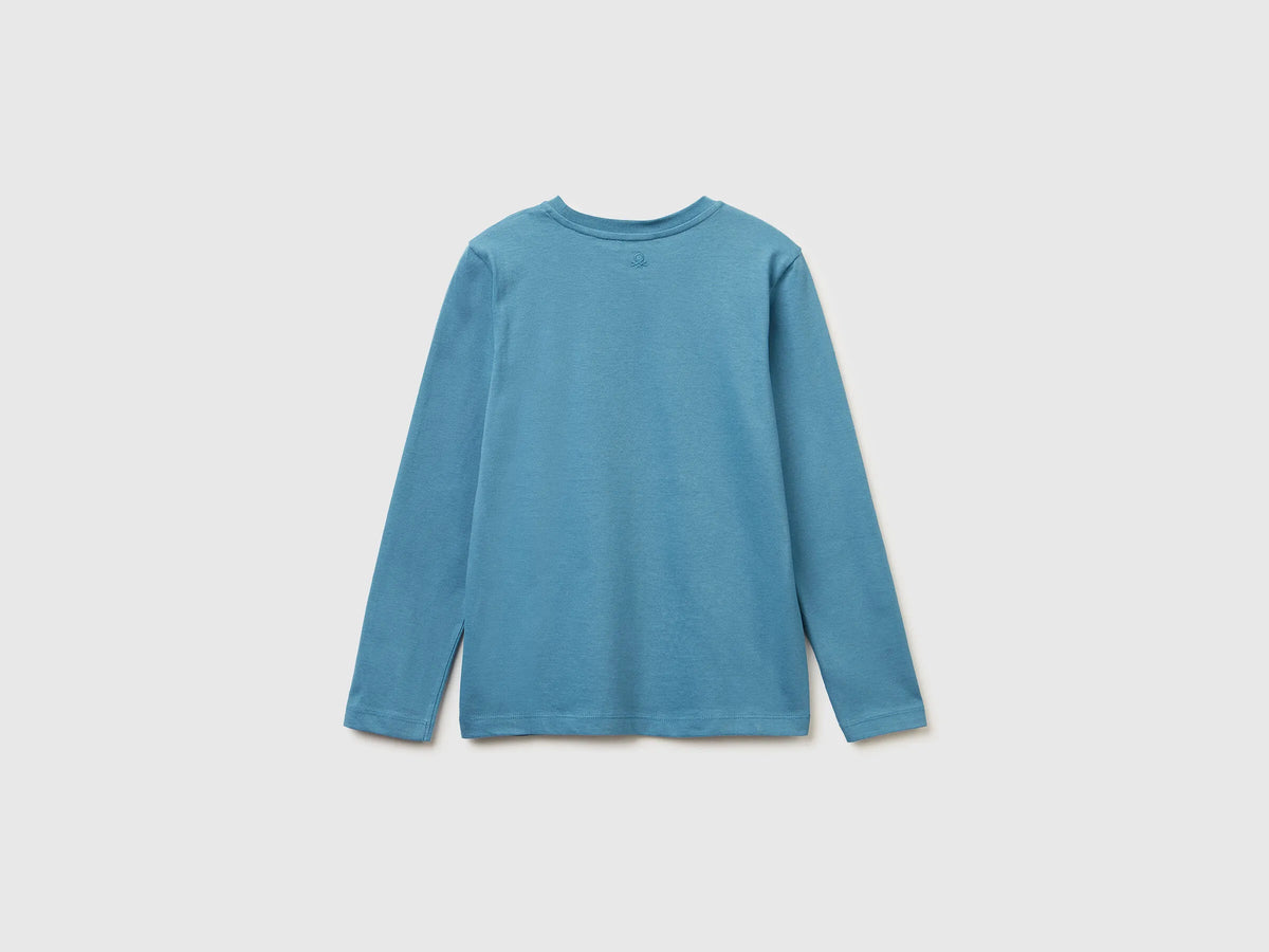 Benetton_Turquoise_T-Shirt with Rhinestone Applique_3ATNC10RF_2H6_02