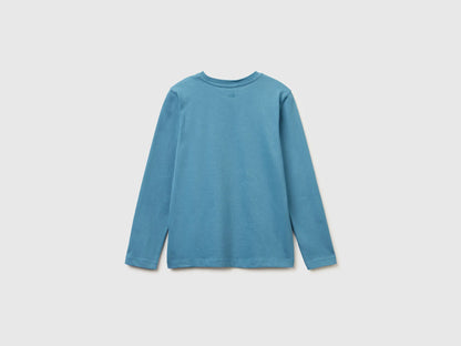 Benetton_Turquoise_T-Shirt with Rhinestone Applique_3ATNC10RF_2H6_02