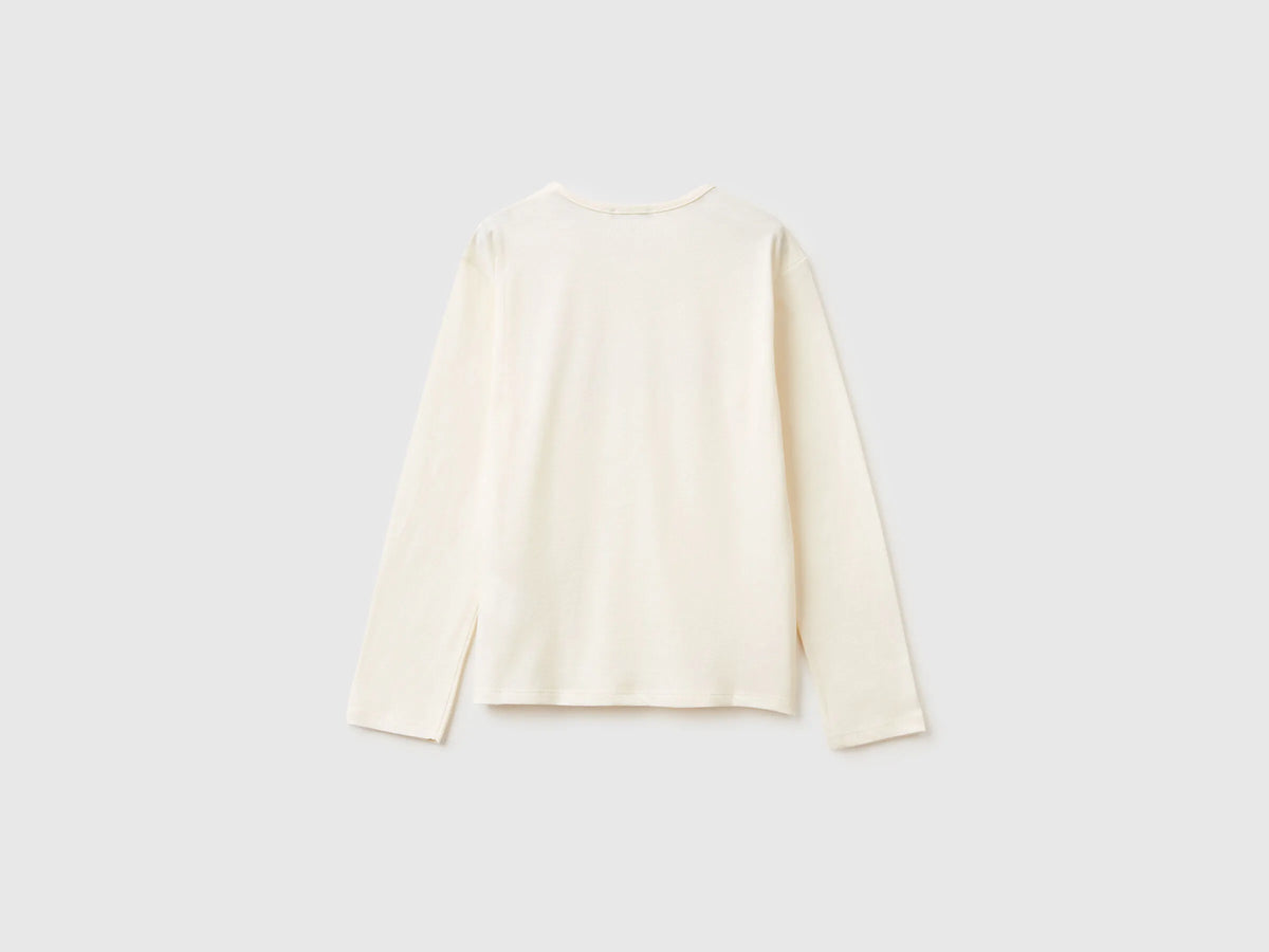 Benetton_Creamy White_T-Shirt in Warm Cotton with Sequins_3ATNC10RG_0R2_02