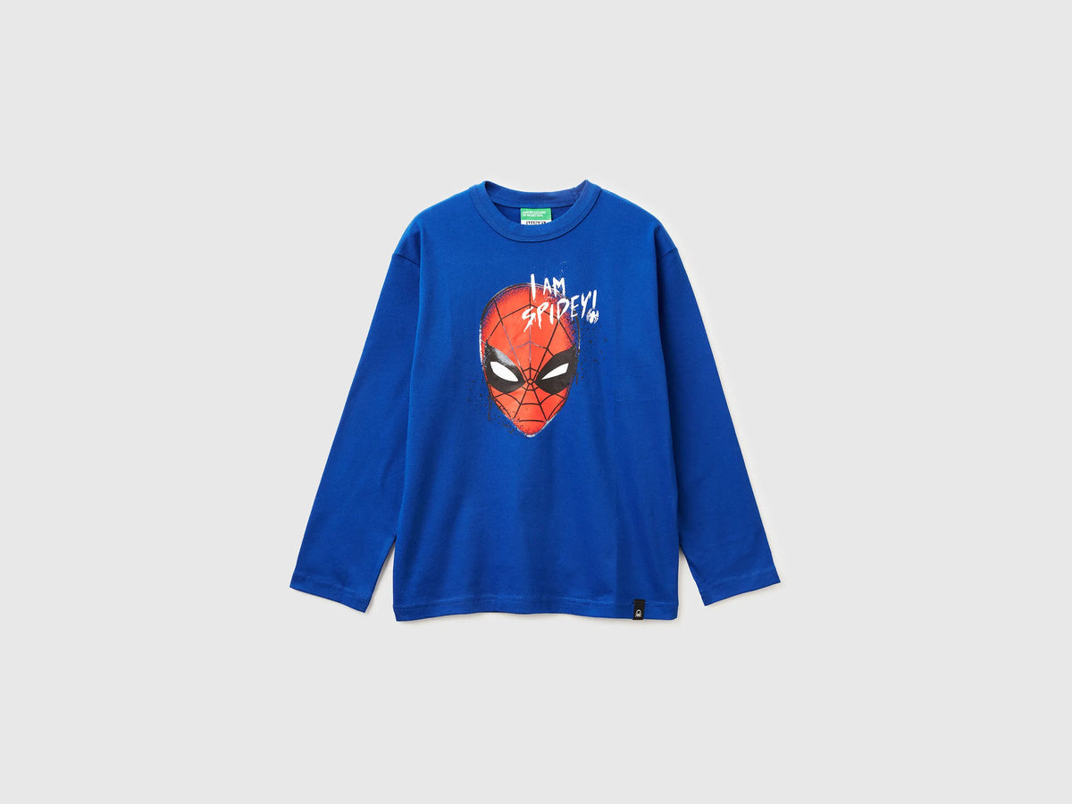 Benetton_Bright Blue_T-Shirt with ©Marvel Spiderman Print_3ATNC10RN_19R_01