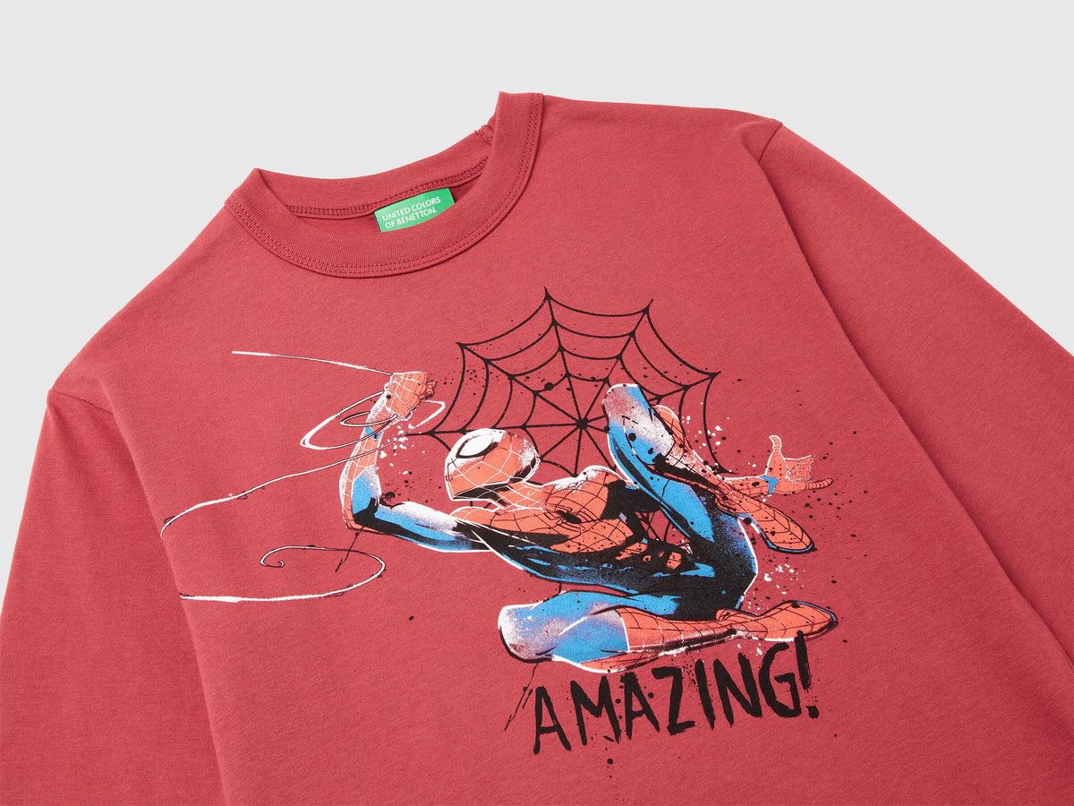Benetton_Coral_T-Shirt with ©Marvel Spiderman Print_3ATNC10RN_39J_03