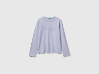Benetton Lavender Girls Long-Sleeved T-Shirt with Embroidery SKU: 3ATNC10U8_19B Image 01