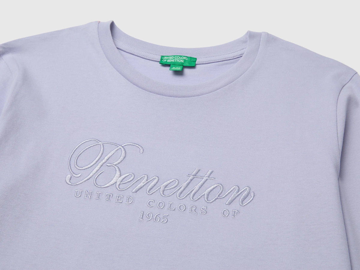 Benetton Lavender Girls Long-Sleeved T-Shirt with Embroidery SKU: 3ATNC10U8_19B Image 03