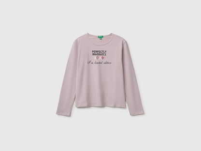 Benetton Pink Girls 100% Organic Cotton T-Shirt with Print SKU: 3ATNC10UA_197 Image 01