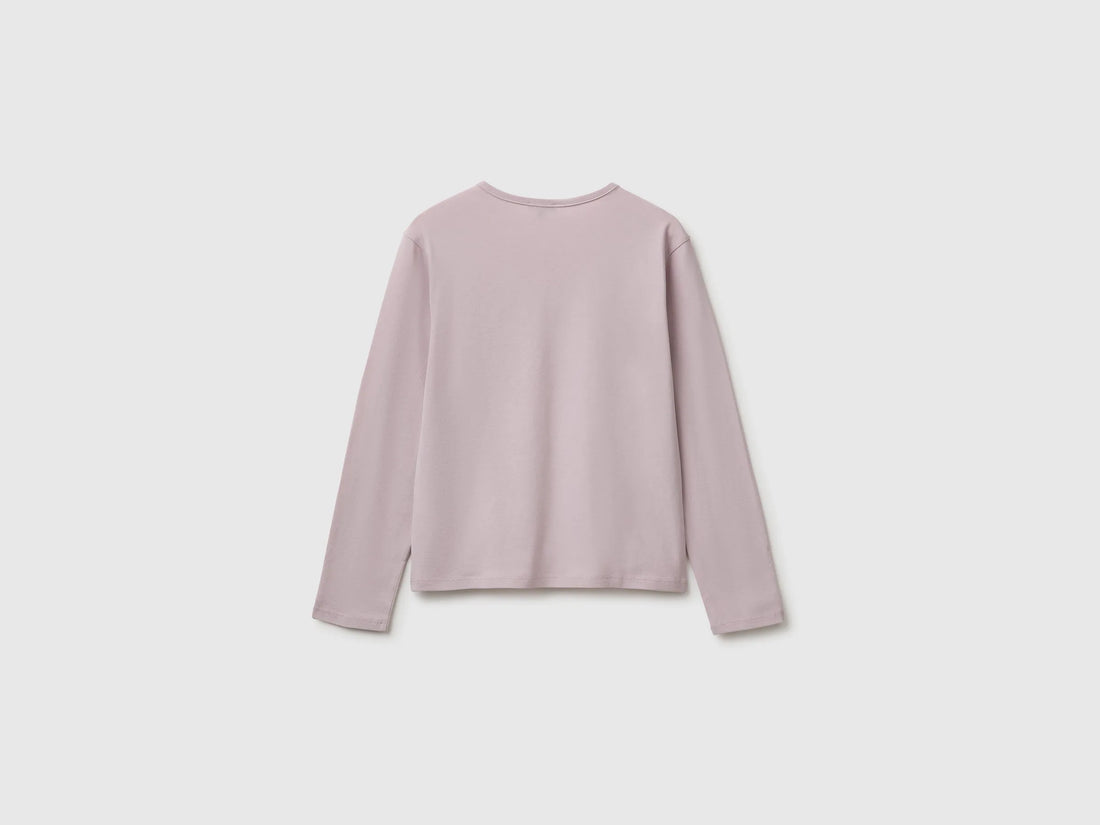Benetton Pink Girls 100% Organic Cotton T-Shirt with Print SKU: 3ATNC10UA_197 Image 02