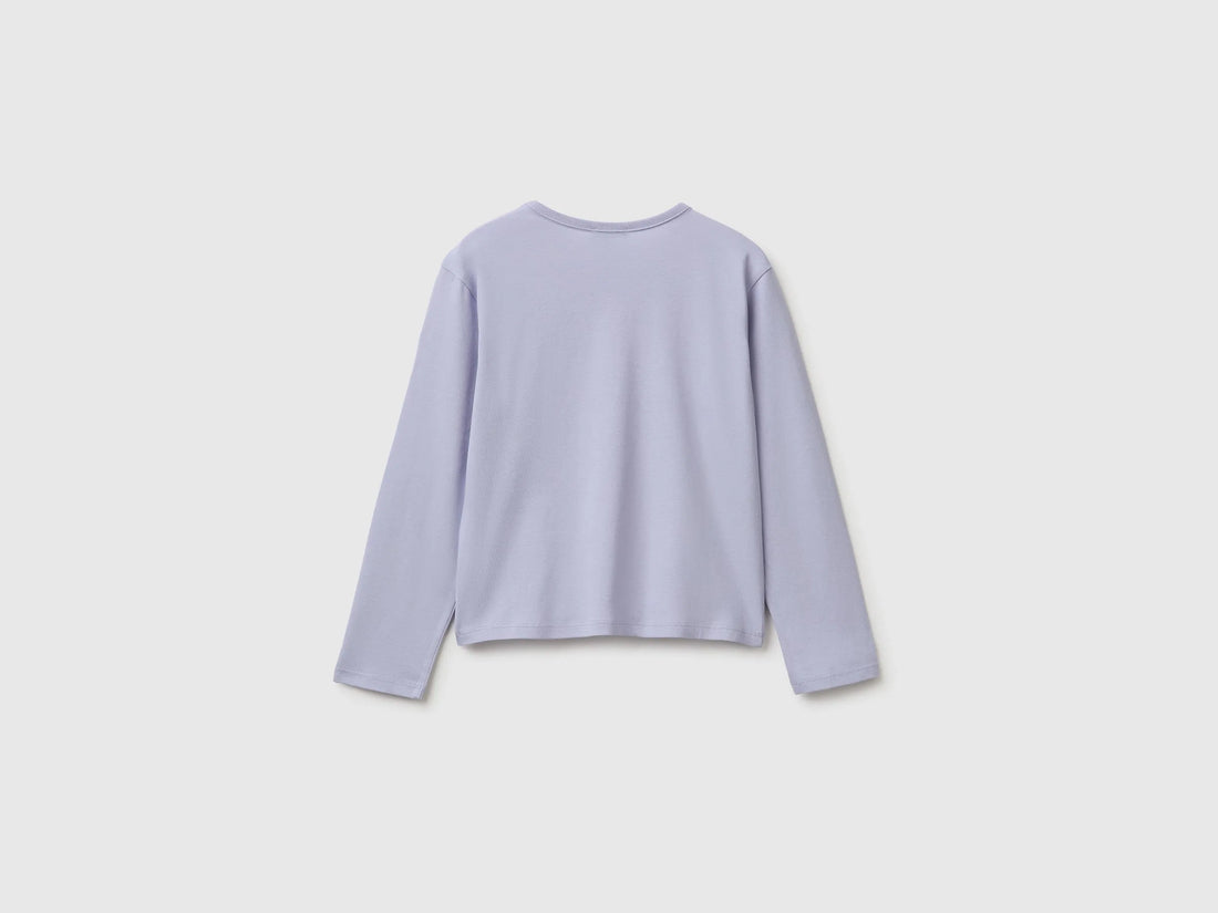 Benetton Lavender Girls 100% Organic Cotton T-Shirt with Print SKU: 3ATNC10UA_19B Image 02