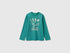 Benetton Dark Green Boys 100% Organic Cotton Printed T-Shirt SKU: 3ATNC10UF_285 Image 01