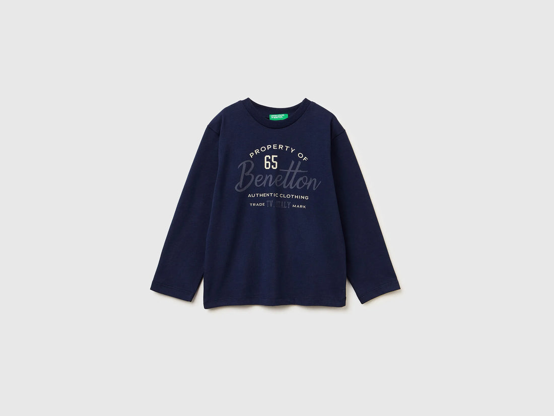 Benetton_Dark Blue_Crew Neck T-Shirt in Warm Cotton_3ATNG10KT_252_01