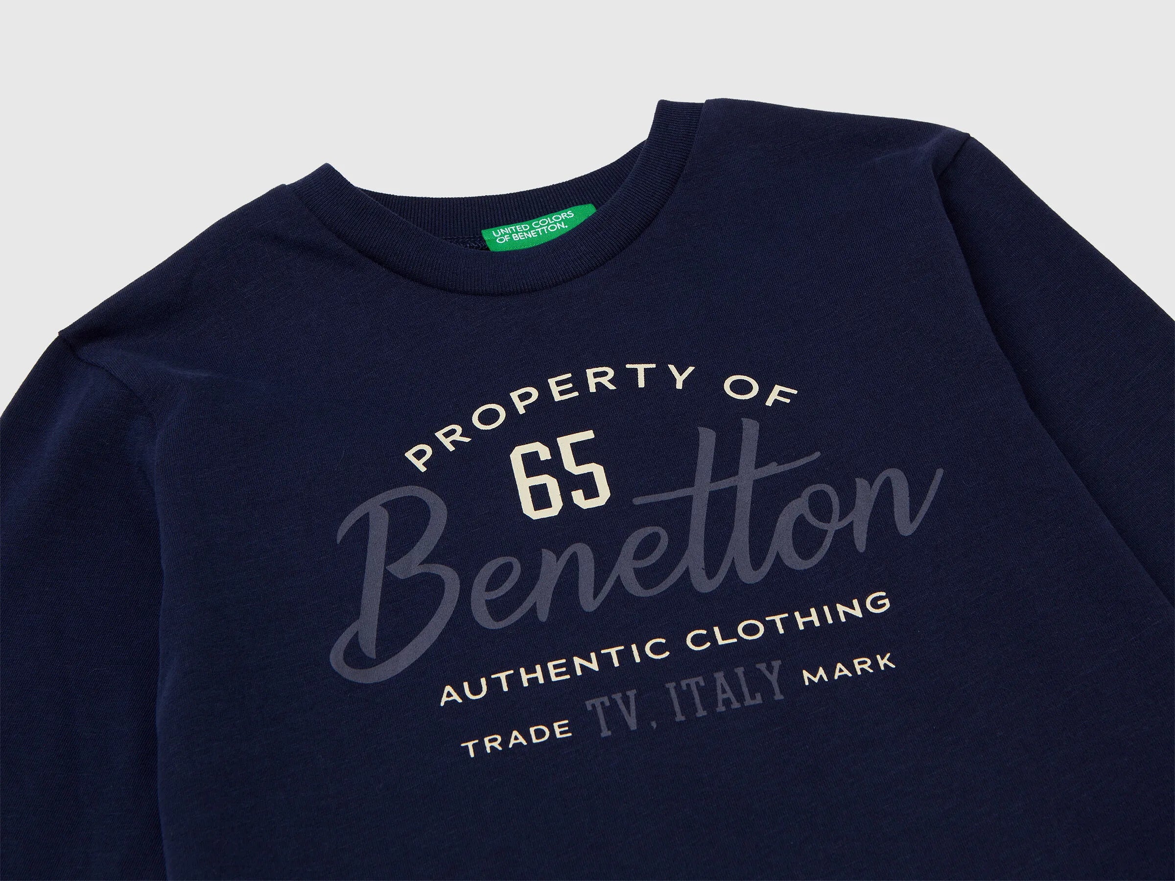 Benetton_Dark Blue_Crew Neck T-Shirt in Warm Cotton_3ATNG10KT_252_03