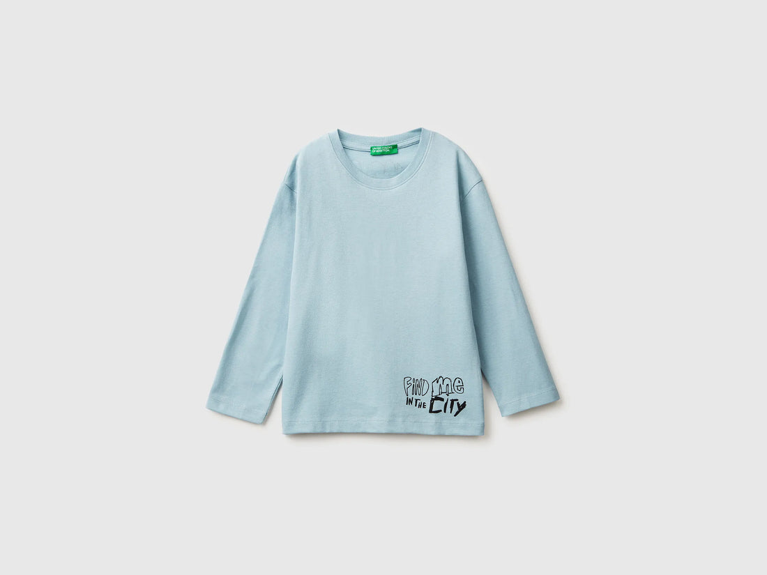 Benetton_Light Blue_T-Shirt with Print on Front and Back_3ATNG10KV_27G_01