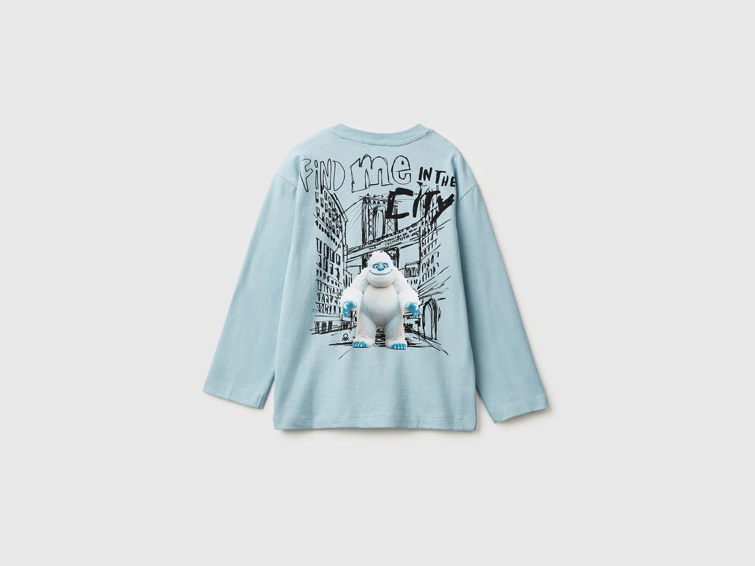 Benetton_Light Blue_T-Shirt with Print on Front and Back_3ATNG10KV_27G_02