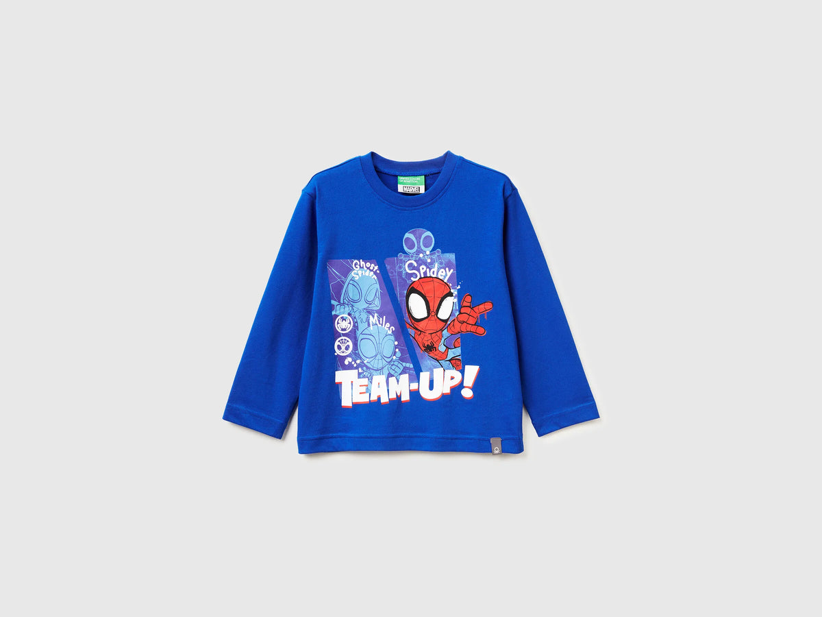 Benetton_Blue_Regular Fit ©Marvel Spiderman T-Shirt_3ATNG10L6_19R_01