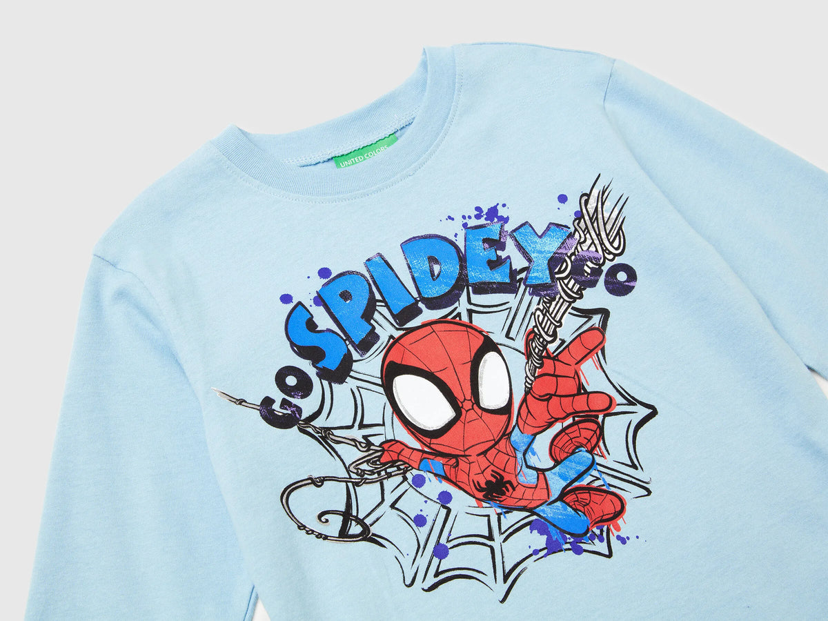 Benetton_Light Blue_Regular Fit ©Marvel Spiderman T-Shirt_3ATNG10L6_27G_03