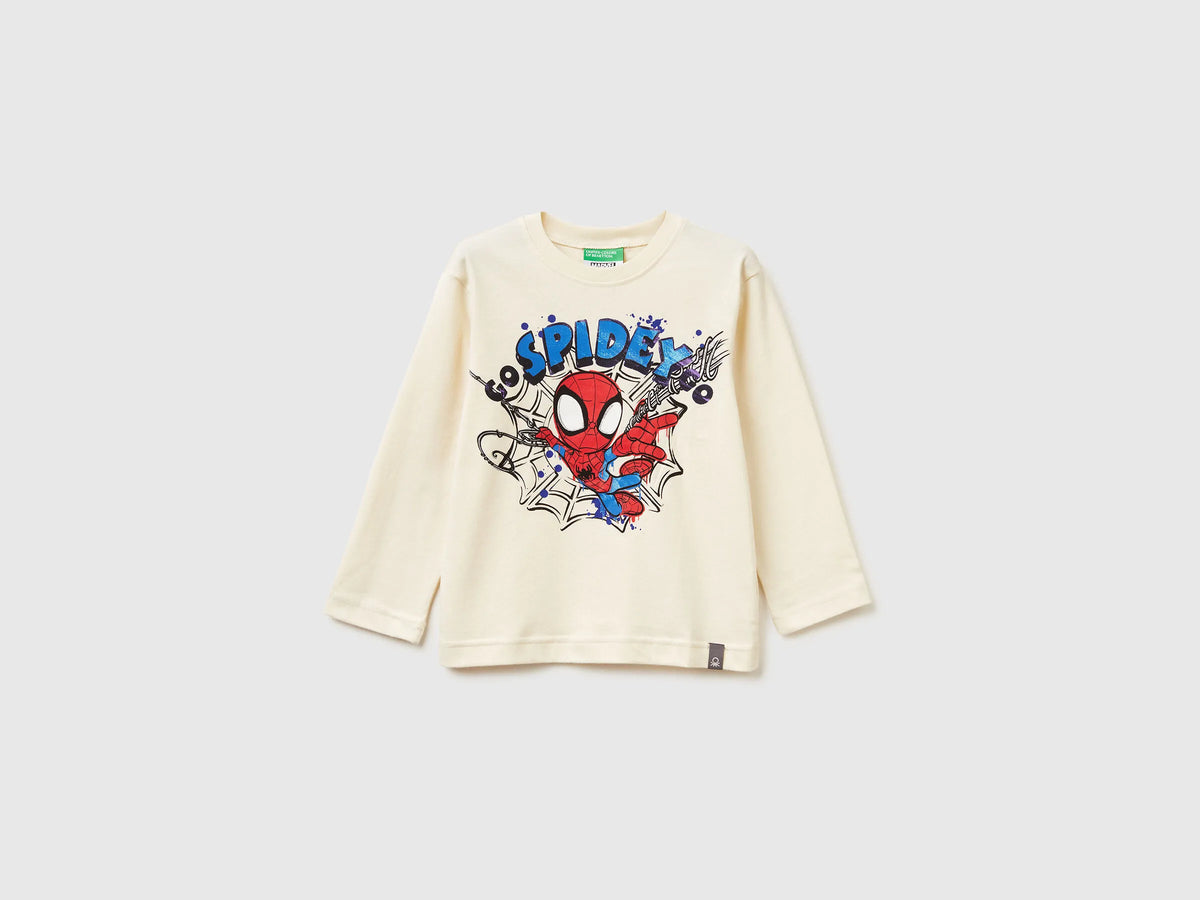 Benetton_White_Regular Fit ©Marvel Spiderman T-Shirt_3ATNG10L6_3C9_01