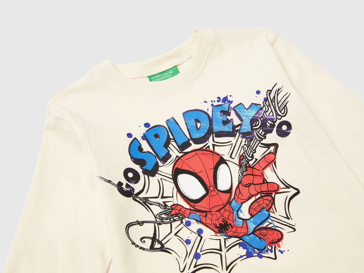 Benetton_White_Regular Fit ©Marvel Spiderman T-Shirt_3ATNG10L6_3C9_03