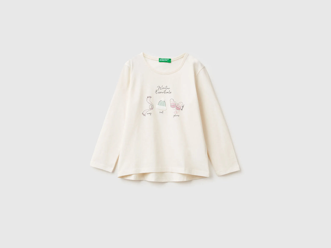 Benetton_Creamy White_T-Shirt with Print and Embroidery_3ATNG10L8_0R2_01