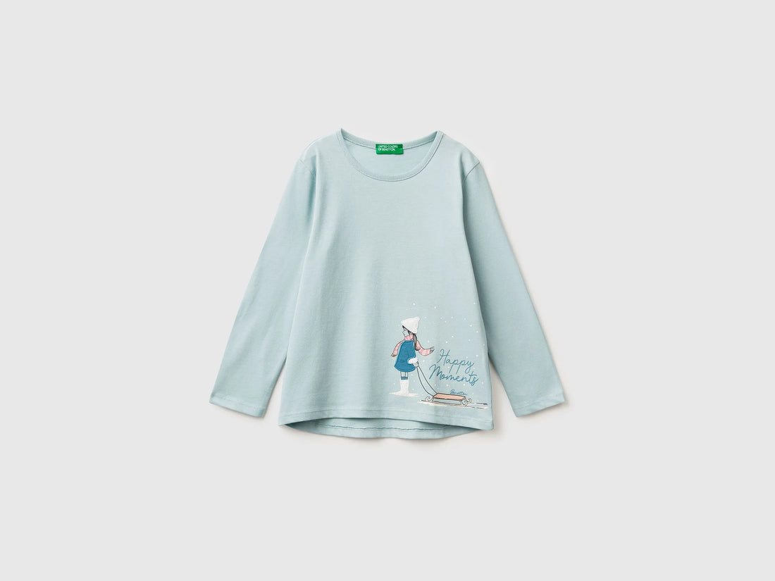 Benetton_Blue_T-Shirt with Print and Embroidery_3ATNG10L8_17H_01