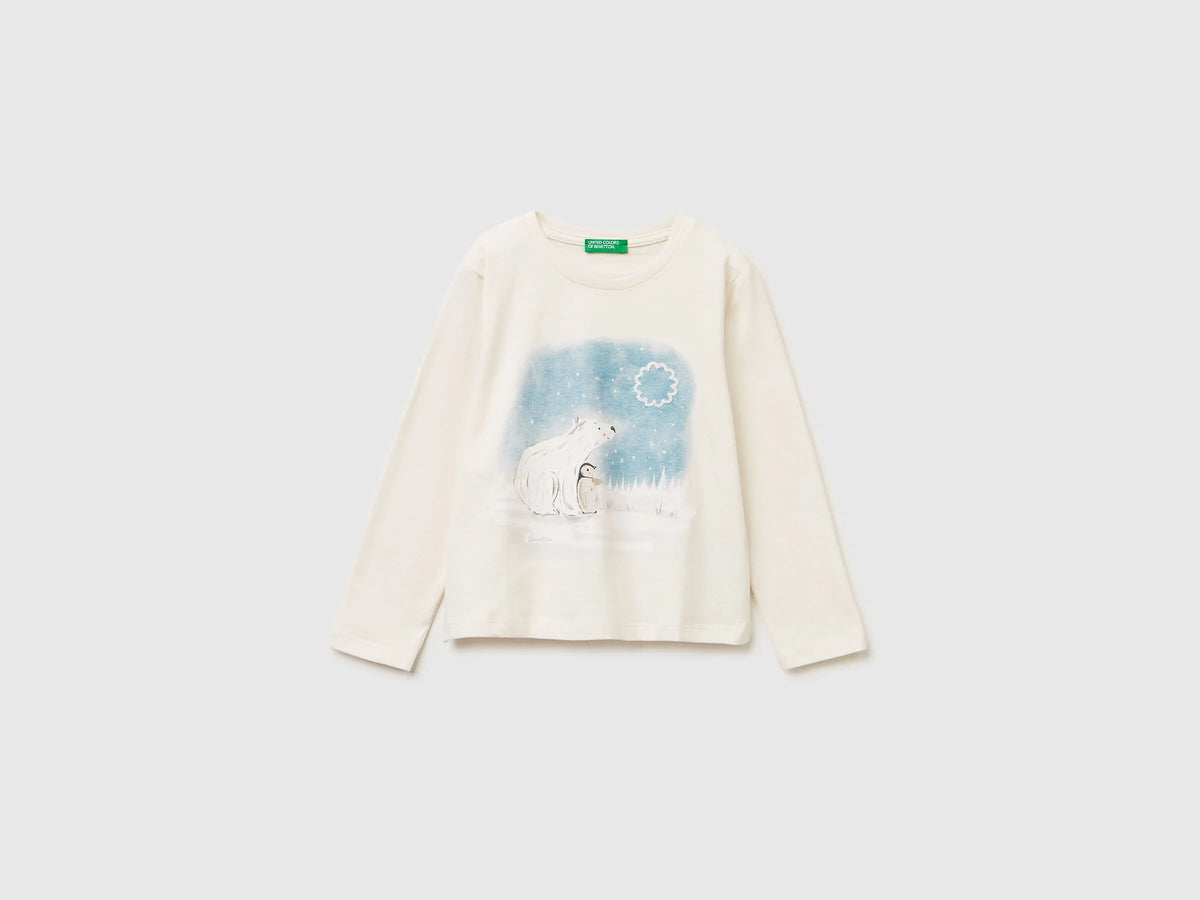 Benetton_Creamy White_Cotton T-Shirt with Print_3ATNG10L9_0R2_01
