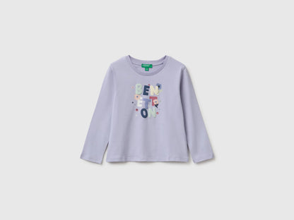 Benetton Lavender Girls T-Shirt with Puffy Print SKU: 3ATNG10NI_19B Image 01