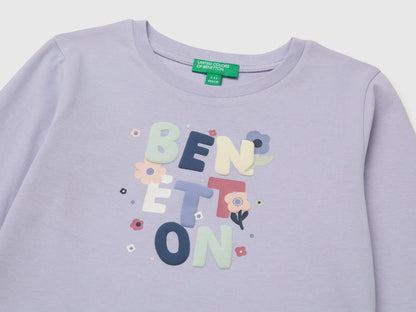 Benetton Lavender Girls T-Shirt with Puffy Print SKU: 3ATNG10NI_19B Image 03