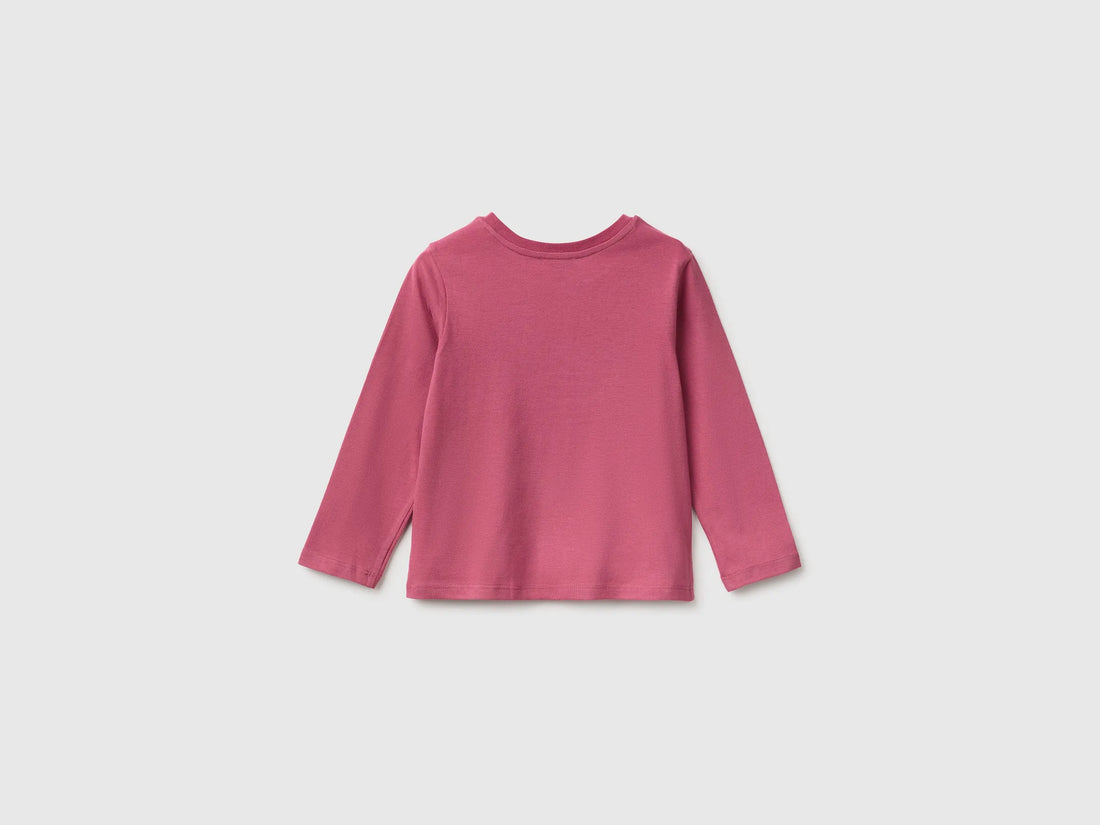 Benetton Fuchsia Girls T-Shirt with Puffy Print SKU: 3ATNG10NI_2J4 Image 02