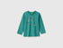 Benetton Dark Green Boys Long-Sleeved T-Shirt with Print SKU: 3ATNG10NK_285 Image 01