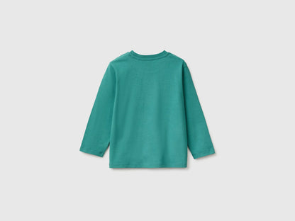 Benetton Dark Green Boys Long-Sleeved T-Shirt with Print SKU: 3ATNG10NK_285 Image 02