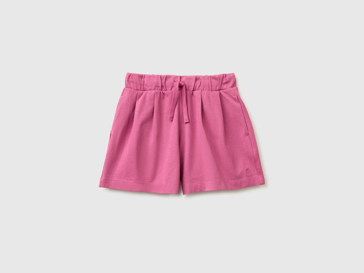 Benetton Fuchsia Girls Bermuda Shorts with Drawstring SKU: 3BL0C903I_01T Image 01