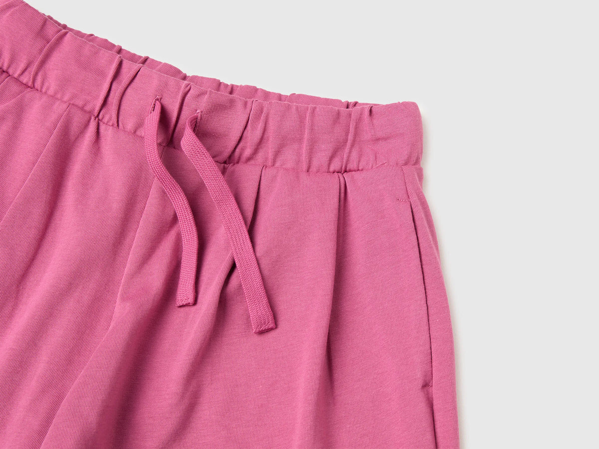 Benetton Fuchsia Girls Bermuda Shorts with Drawstring SKU: 3BL0C903I_01T Image 03