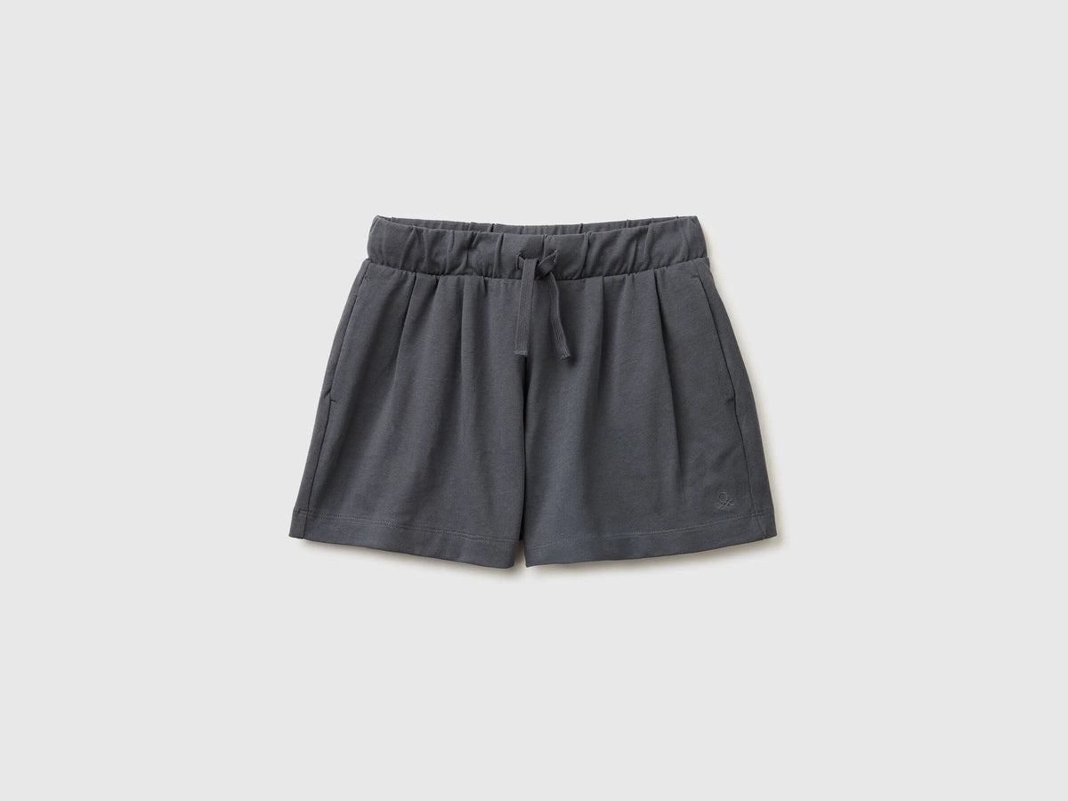 Benetton Dark Gray Girls Bermuda Shorts with Drawstring SKU: 3BL0C903I_23C Image 01
