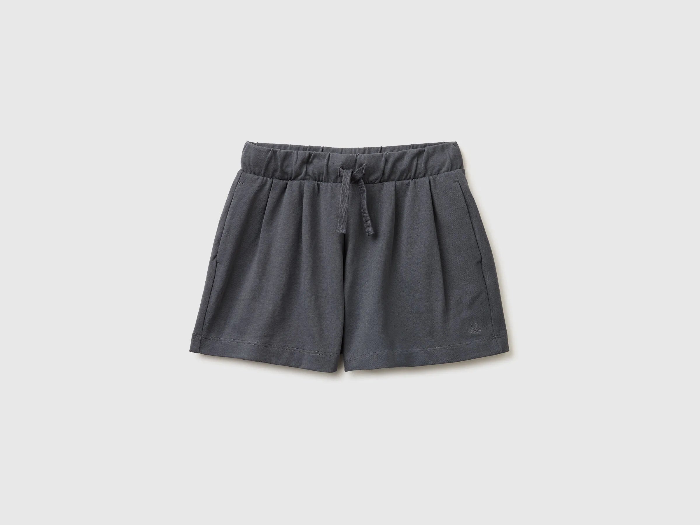 Benetton Dark Gray Girls Bermuda Shorts with Drawstring SKU: 3BL0C903I_23C Image 01