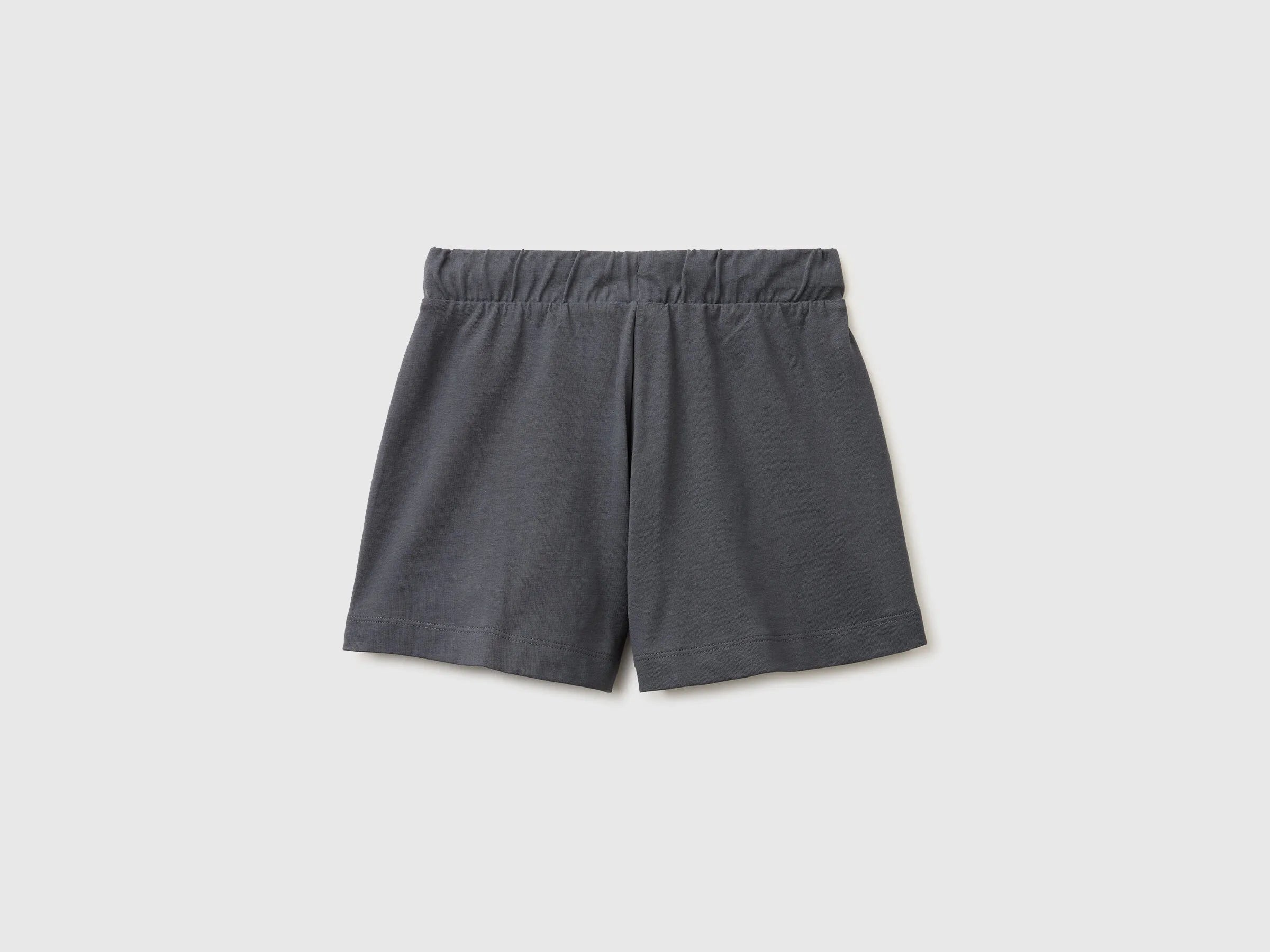 Benetton Dark Gray Girls Bermuda Shorts with Drawstring SKU: 3BL0C903I_23C Image 02