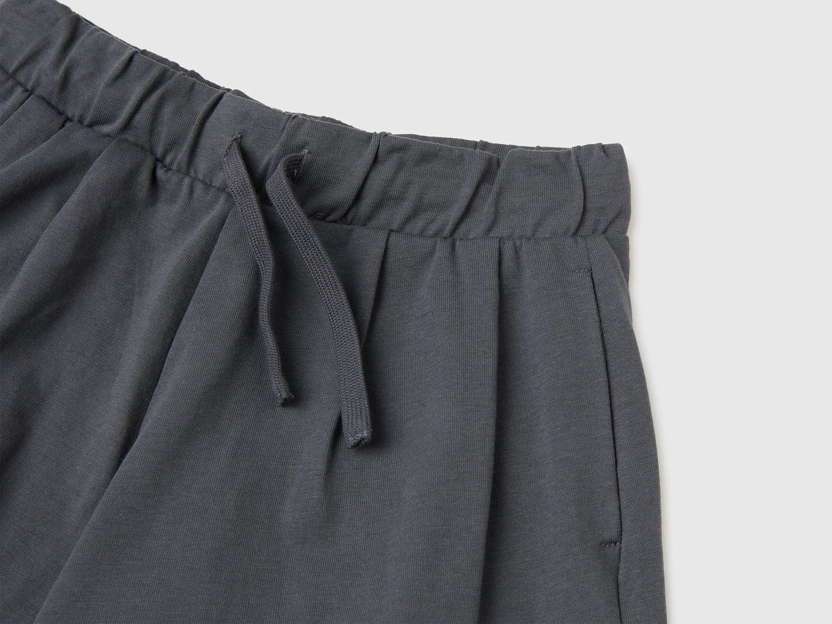 Benetton Dark Gray Girls Bermuda Shorts with Drawstring SKU: 3BL0C903I_23C Image 03