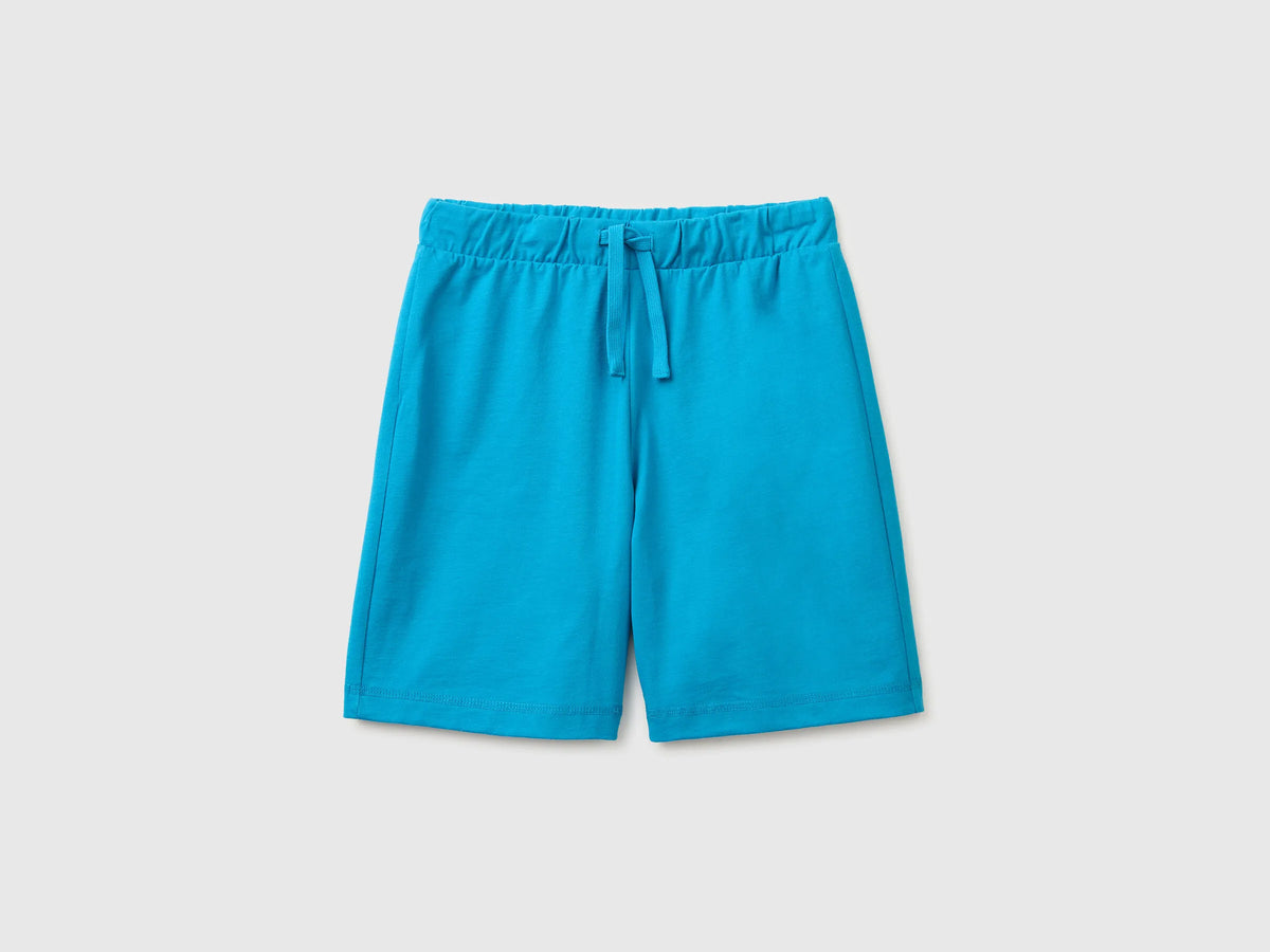 Benetton Light Blue Boys 100% Cotton Bermuda Shorts SKU: 3BL0C903L_051 Image 01