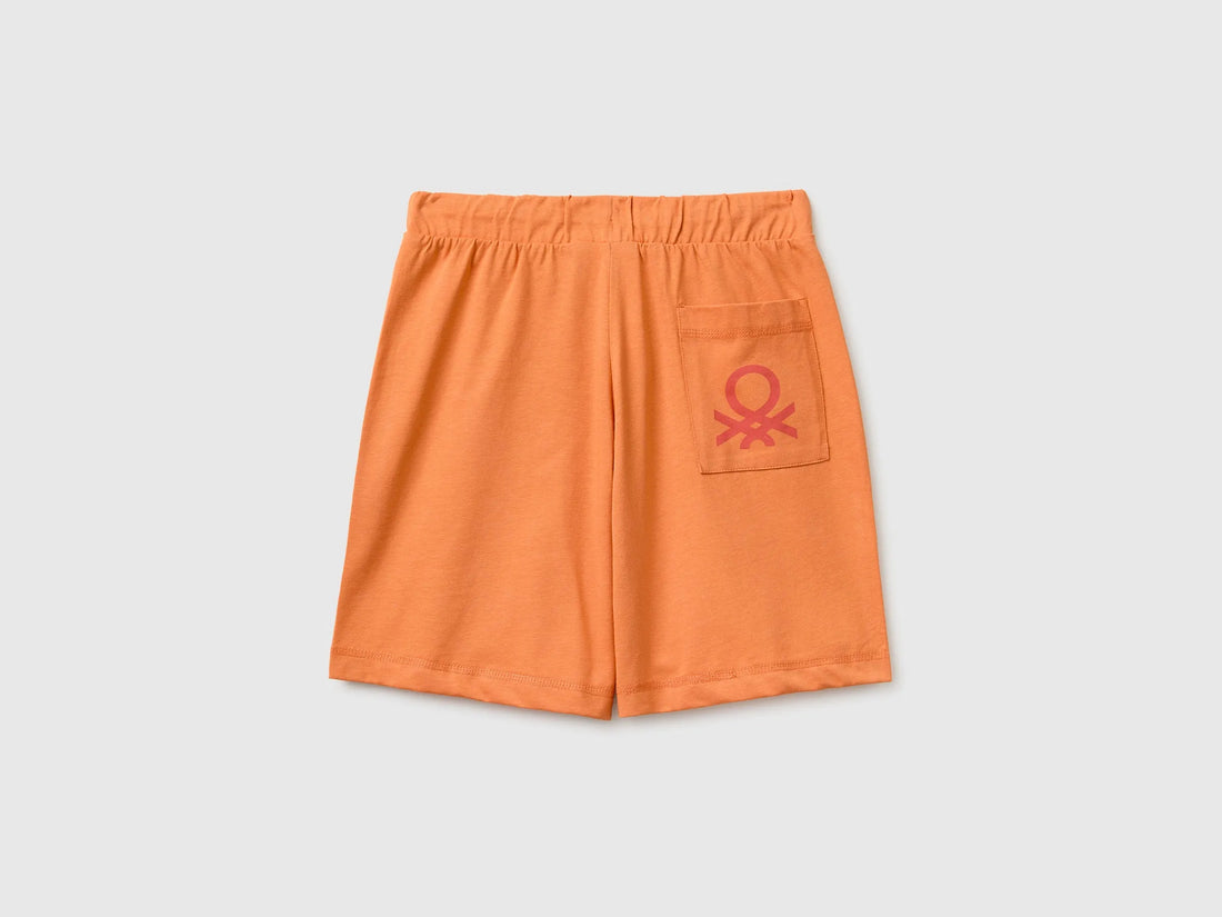 Benetton Orange Boys 100% Cotton Bermuda Shorts SKU: 3BL0C903L_0D1 Image 02