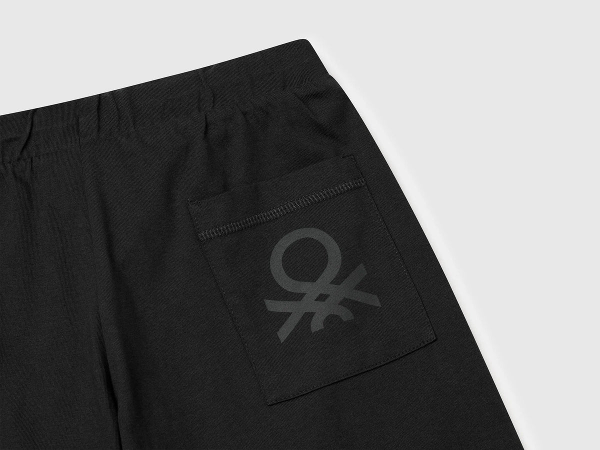 Benetton Black Boys 100% Cotton Bermuda Shorts SKU: 3BL0C903L_100 Image 03