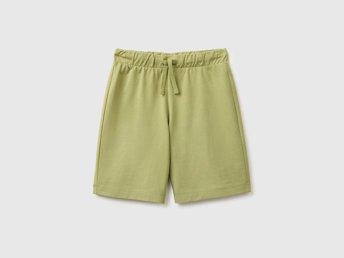 Benetton Military Green Boys 100% Cotton Bermuda Shorts SKU: 3BL0C903L_1Q1 Image 01