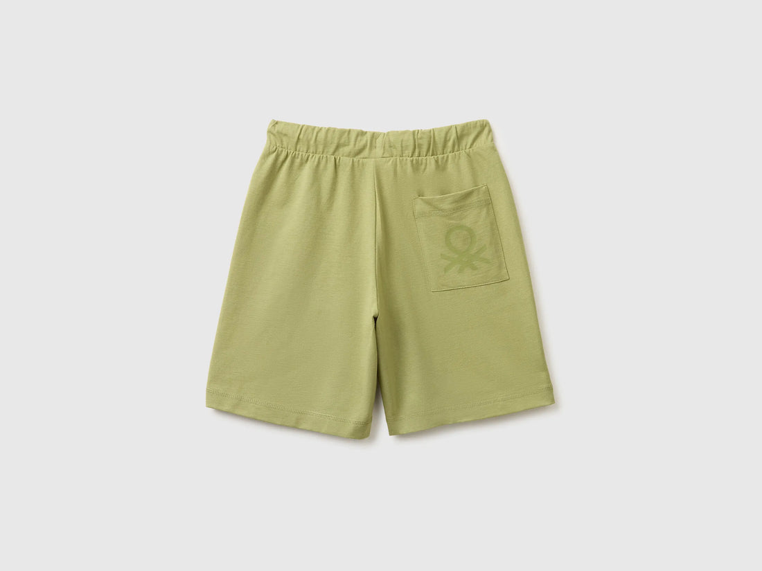 Benetton Military Green Boys 100% Cotton Bermuda Shorts SKU: 3BL0C903L_1Q1 Image 02