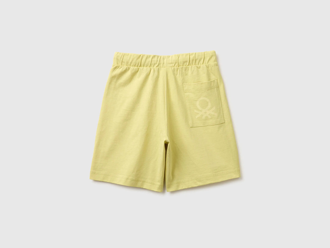 Benetton Yellow Boys 100% Cotton Bermuda Shorts SKU: 3BL0C903L_228 Image 02