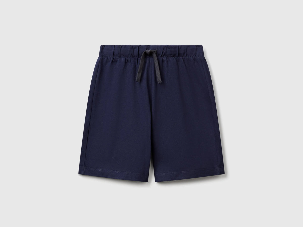 Benetton Dark blue Boys 100% Cotton Bermuda Shorts SKU: 3BL0C903L_252 Image 01