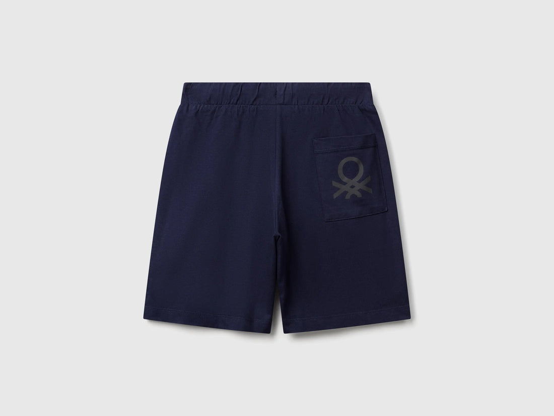 Benetton Dark blue Boys 100% Cotton Bermuda Shorts SKU: 3BL0C903L_252 Image 02