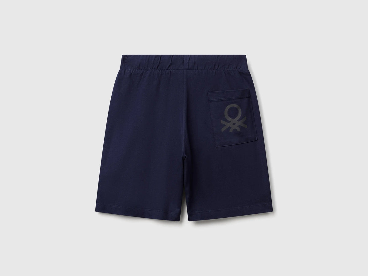 Benetton Dark blue Boys 100% Cotton Bermuda Shorts SKU: 3BL0C903L_252 Image 02